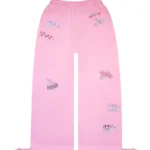 Stitch Teddy Oversized Sweatpants Baby Pink