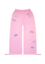 Stitch Teddy Oversized Sweatpants Baby Pink