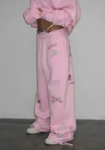 Stitch Teddy Oversized Sweatpants Baby Pink-2