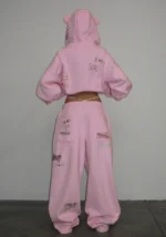 Stitch Teddy Oversized Sweatpants Baby Pink-3