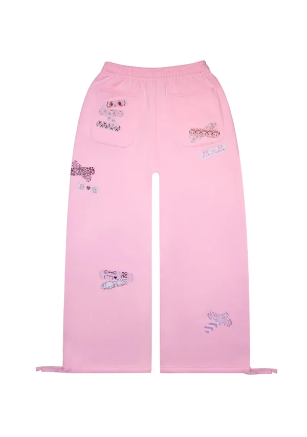 Stitch Teddy Oversized Sweatpants Baby Pink-6