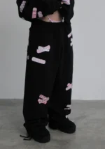 Stitch Teddy Oversized Sweatpants Black-2