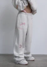 Stitch Teddy Oversized Sweatpants White Marl-2
