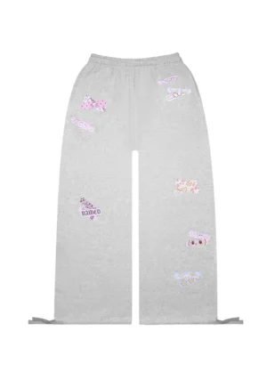 Stitch Teddy Oversized Sweatpants White Marl