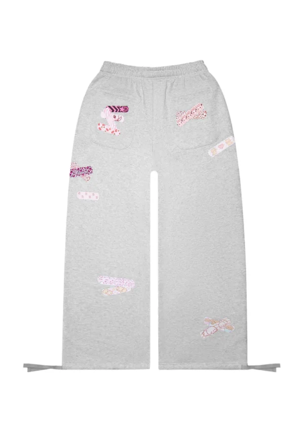 Stitch Teddy Oversized Sweatpants White Marl-5