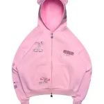 Stitch Teddy ZIP Hoodie Baby Pink