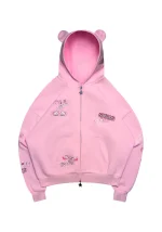 Stitch Teddy ZIP Hoodie Baby Pink