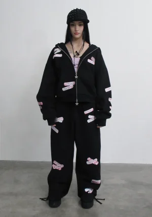 Stitch Teddy ZIP Hoodie Black-1