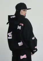Stitch Teddy ZIP Hoodie Black-2