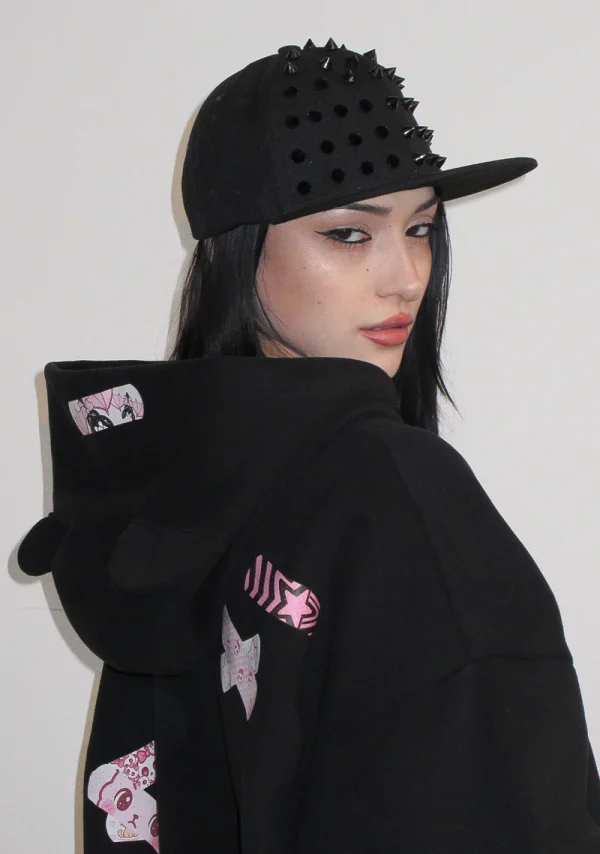 Stitch Teddy ZIP Hoodie Black-4