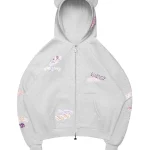 Stitch Teddy ZIP Hoodie White Marl