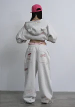 Stitch Teddy ZIP Hoodie White Marl-2