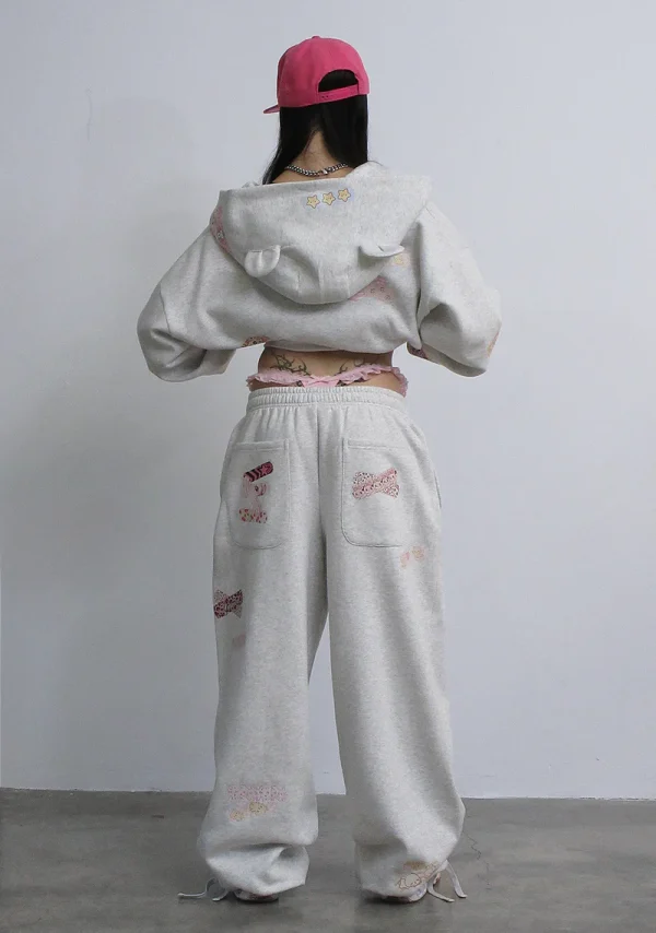 Stitch Teddy ZIP Hoodie White Marl-2