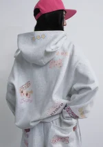 Stitch Teddy ZIP Hoodie White Marl-4