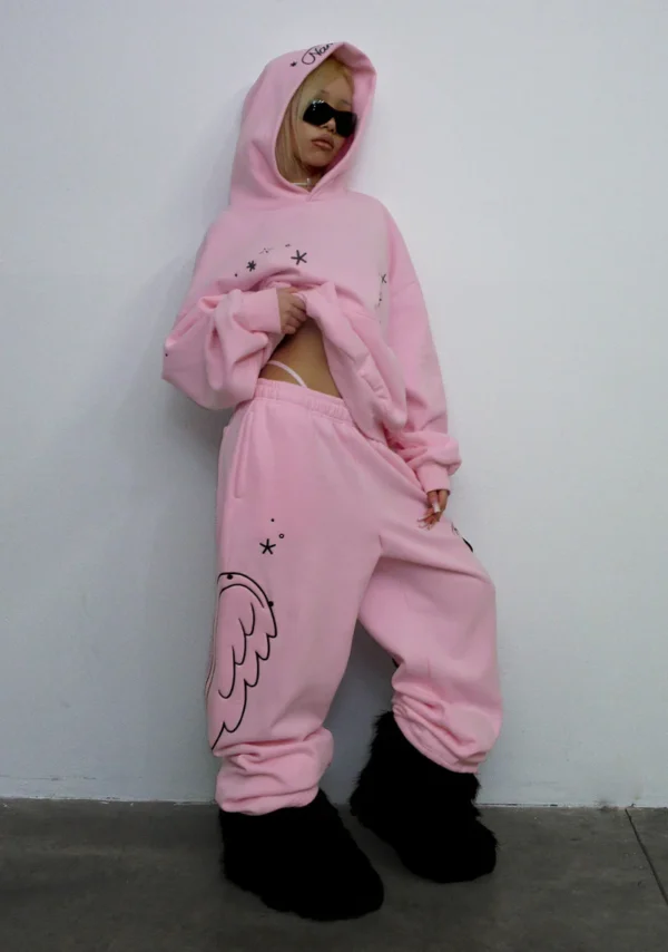 Stitch Wings Oversized Sweatpants Baby Pink (Detachable Wings)-3