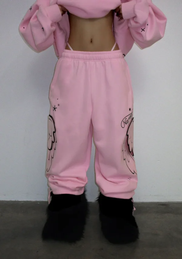 Stitch Wings Oversized Sweatpants Baby Pink (Detachable Wings)-4