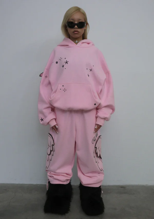 Stitch Wings Oversized Sweatpants Baby Pink (Detachable Wings)-5