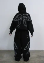Stitch Wings Oversized Sweatpants Black (Detachable Wings)-2