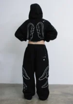 Stitch Wings Oversized Sweatpants Black (Detachable Wings)-4