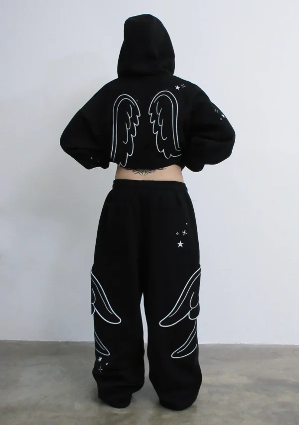 Stitch Wings Oversized Sweatpants Black (Detachable Wings)-4