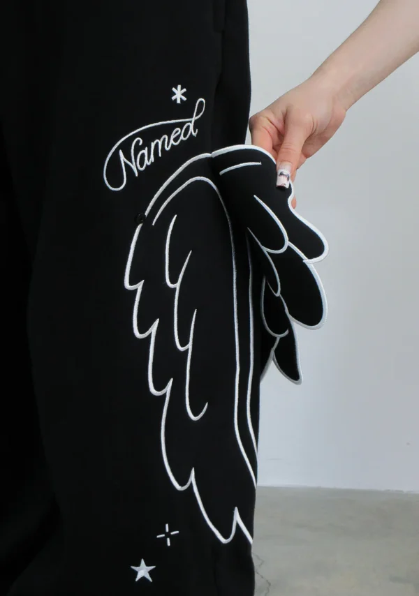 Stitch Wings Oversized Sweatpants Black (Detachable Wings)-5