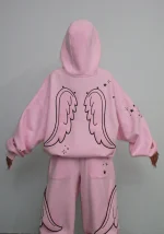 Stitch Wings Pullover Hoodie Baby Pink (Detachable Wings)-4