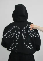 Stitch Wings ZIP Hoodie Black (Detachable Wings)-6