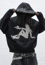 Strangers Studded Silhouette Pullover Hoodie Black-1