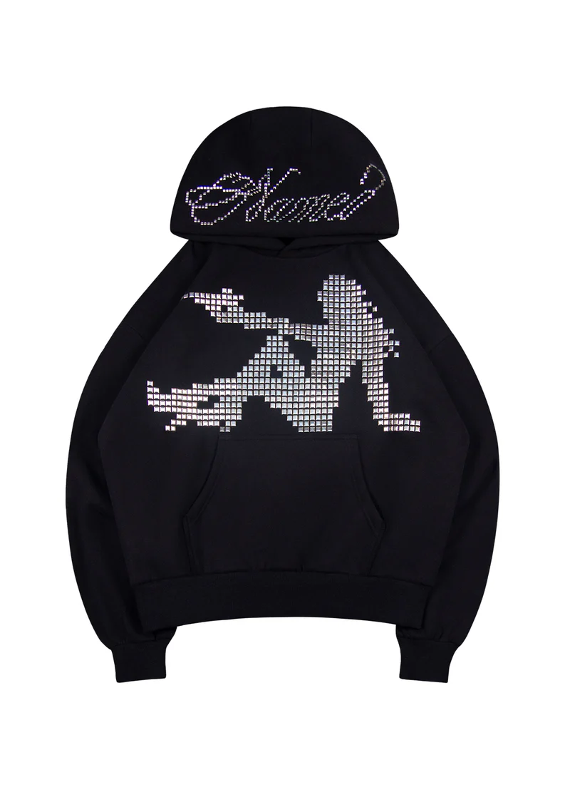 Strangers Studded Silhouette Pullover Hoodie Black Strangers Studded Silhouette Pullover Hoodie Black