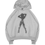 Strangers Studded Silhouette Pullover Hoodie Grey Marl