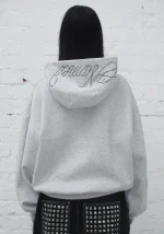 Strangers Studded Silhouette Pullover Hoodie Grey Marl-3