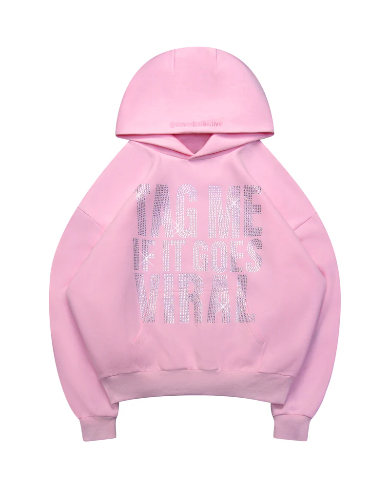 Tag Me Rhinestone Pullover Hoodie Baby Pink Tag Me Rhinestone Pullover Hoodie Baby Pink