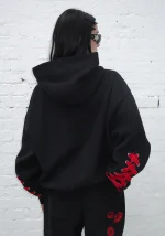 Tease Rhinestone Kiss Pullover Hoodie Black-2