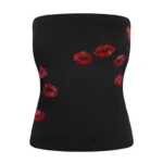 Tease Rhinestone Kiss Tube Top Black