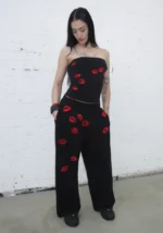 Tease Rhinestone Kiss Tube Top Black-2