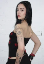 Tease Rhinestone Kiss Tube Top Black-3