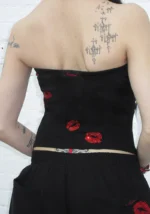 Tease Rhinestone Kiss Tube Top Black-4