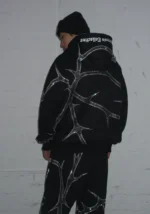 Thorn Rhinestone Sweatpants Black-2