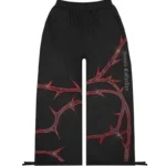 Thorn Rhinestone Sweatpants Black And Red