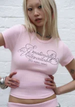 Try Again L8R Rhinestone Baby Tee Baby Pink-1