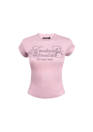 Try Again L8R Rhinestone Baby Tee Baby Pink