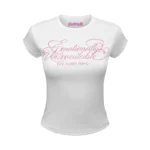 Try Again L8r Rhinestone Baby Tee White