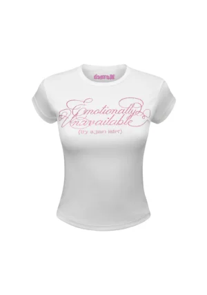 Try Again L8r Rhinestone Baby Tee White