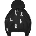 Unrealistic Ideals Rhinestone ZIP Hoodie Black