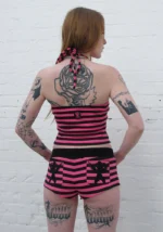Vice Halterneck Tank Top Hot Pink Stripe-2