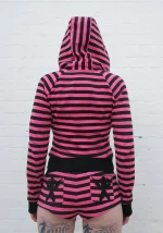 Vice Rhinestone Fitted Hoodie Hot Pink Stripe - Image 6
