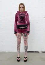 Vice Rhinestone Micro Shorts Hot Pink Stripe-2