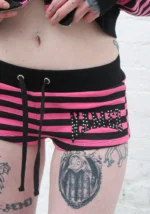 Vice Rhinestone Micro Shorts Hot Pink Stripe-3