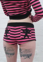 Vice Rhinestone Micro Shorts Hot Pink Stripe-4