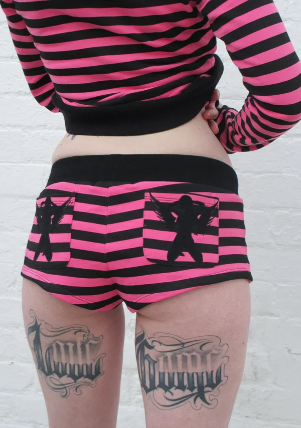 Vice Rhinestone Micro Shorts Hot Pink Stripe-4